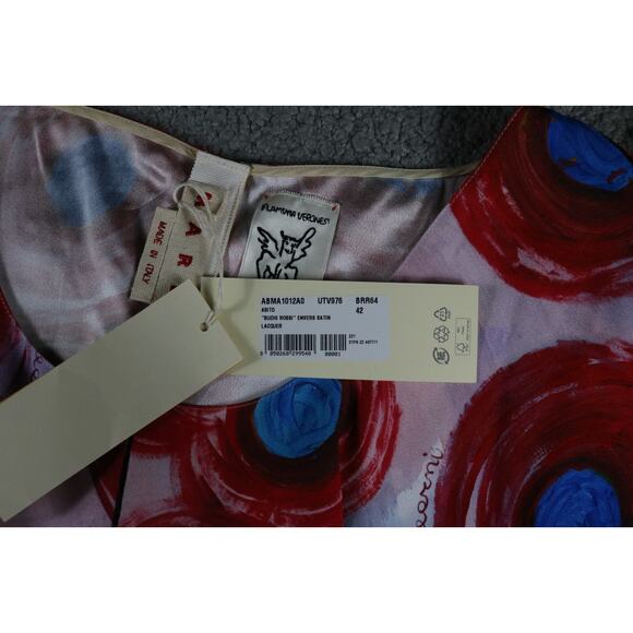 New Marni Dres 42 Abstract Dot Print Mini Buchi Rossi Envers Satin Lacquer - Picture 4 of 7